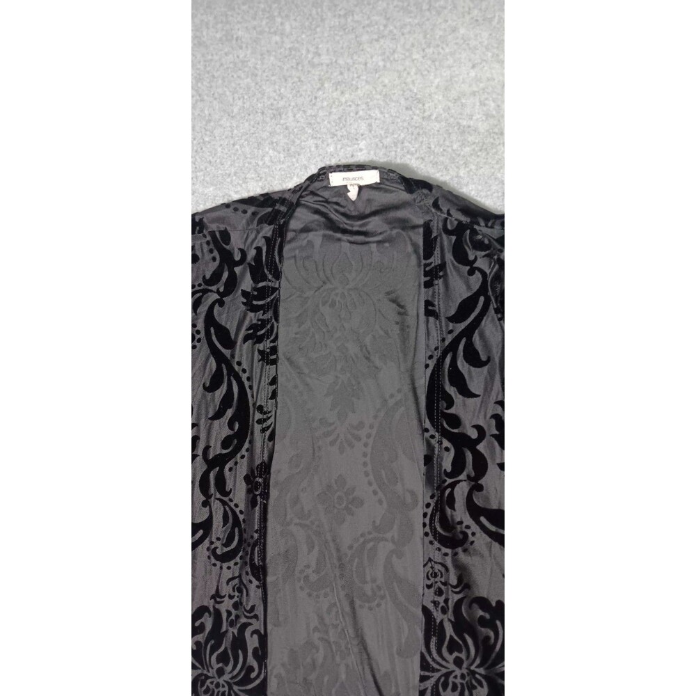 Maurices Velvet Burnout Open Front Kimono Cardigan M Black Whimsigoth Witchy Y2K - Picture 3 of 13